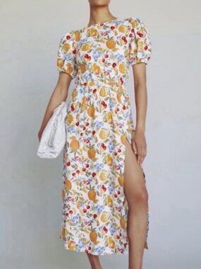 REFORMATION Anneliese Linen Dress, Fruit Cocktail, size 0